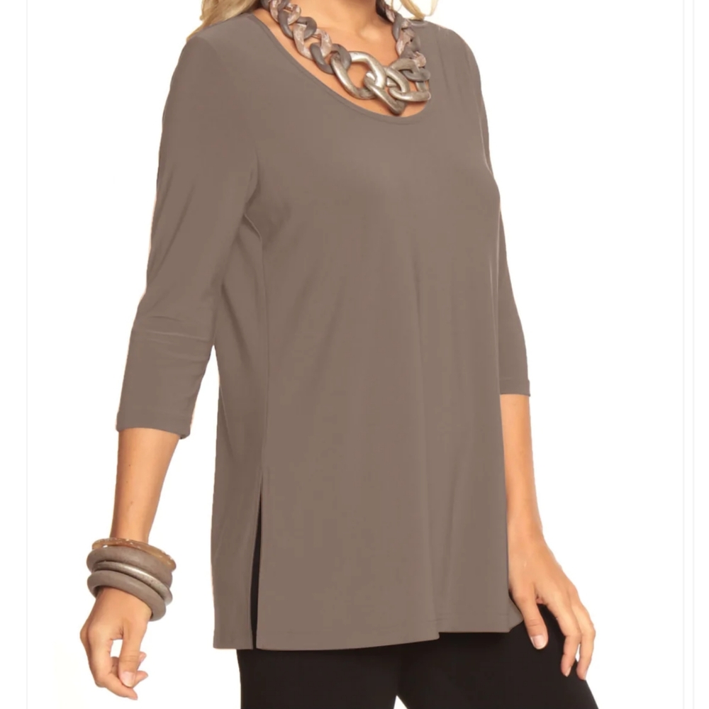 Glitz brand taupe boatneck tunic t shirt size 2X